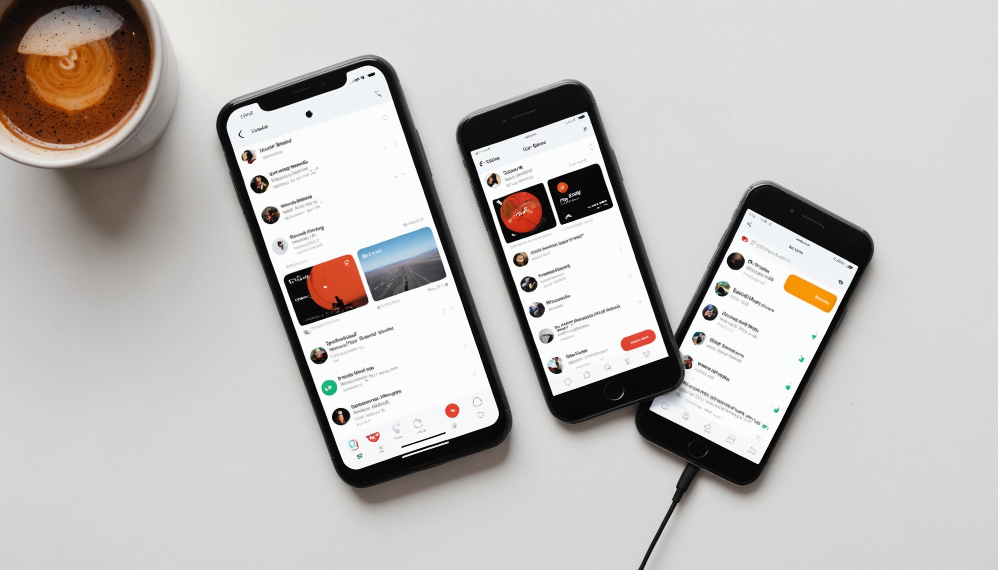 Two smartphones side by side showing traditional and social podcast apps