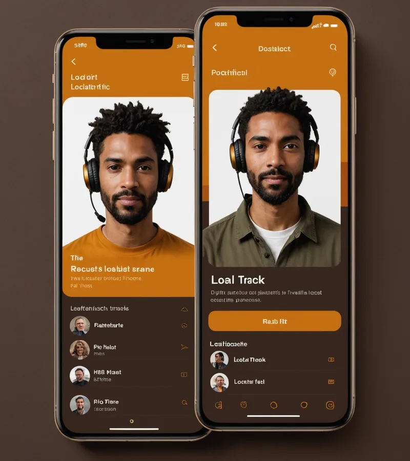 Phone mockup showing a vertical podcast clip with captions displayed word-by-word in amber bold text, set against a dark warm gradient background
